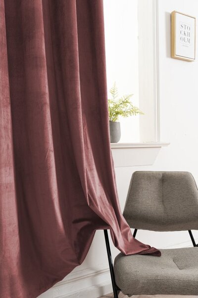 Sötétítő függöny ELVIO VELVET 140x250 cm, antik rózsaszín Felfüggesztés: Fém gyűrűk