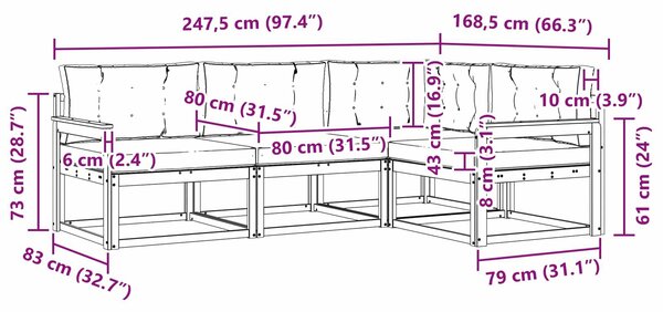 VidaXL Kültéri kanapé szett 3 pcs Fehér és Antracitszürke Poliészter