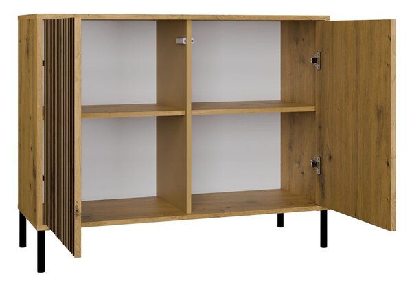 Aldabra KAMARO 2D Slim komód 103.5x40x82.5 cm, tölgy-fekete