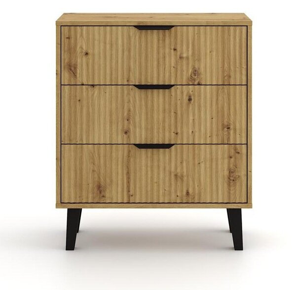 Aldabra SCANDI 3S Slim komód 70x39x81.5 cm, tölgy-fekete