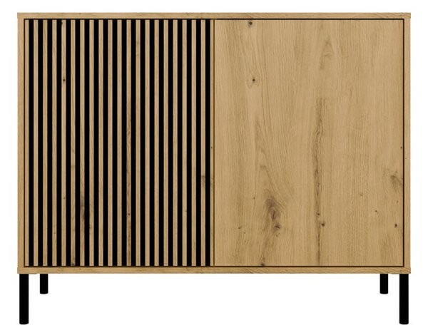 Aldabra KAMARO 2D Slim komód 103.5x40x82.5 cm, tölgy-fekete