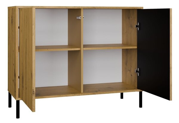 Aldabra KAMARO 2D Slim komód 103.5x40x82.5 cm, tölgy-fekete