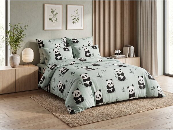 Mikroszálas ágyneműhuzat PANDA RELAX mentás Ágyneműhuzat mérete: 70 x 90 cm | 140 x 200 cm