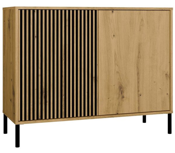 Aldabra KAMARO 2D Slim komód 103.5x40x82.5 cm, tölgy-fekete