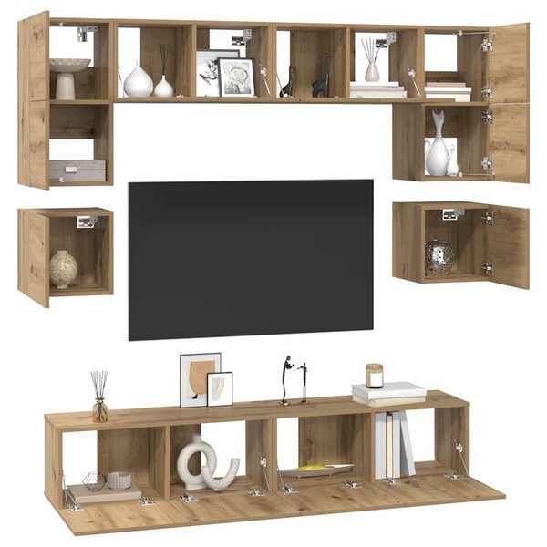 VidaXL TV szekrény garnitúra 8 pcs Artisan tölgy Faanyag