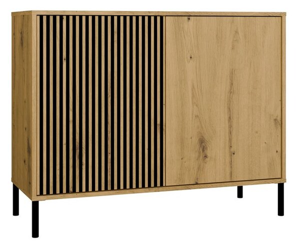 Aldabra KAMARO 2D Slim komód 103.5x40x82.5 cm, tölgy-fekete