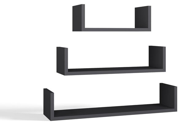 Aldabra MOBI 3P fali polcok 80/60/40x20x14 cm, antracit (3 részes)