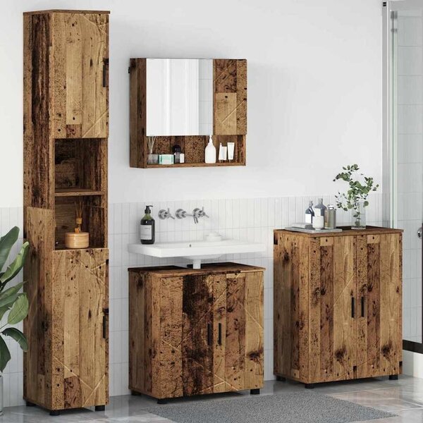 VidaXL Fürdőszoba bútor szett 4 db Öreg fa 61 x 35 x 64 cm