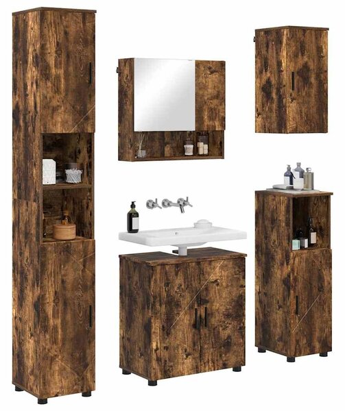 VidaXL Fürdőszoba bútor szett 5 pcs Füstölt tölgy 61 x 35 x 64 cm