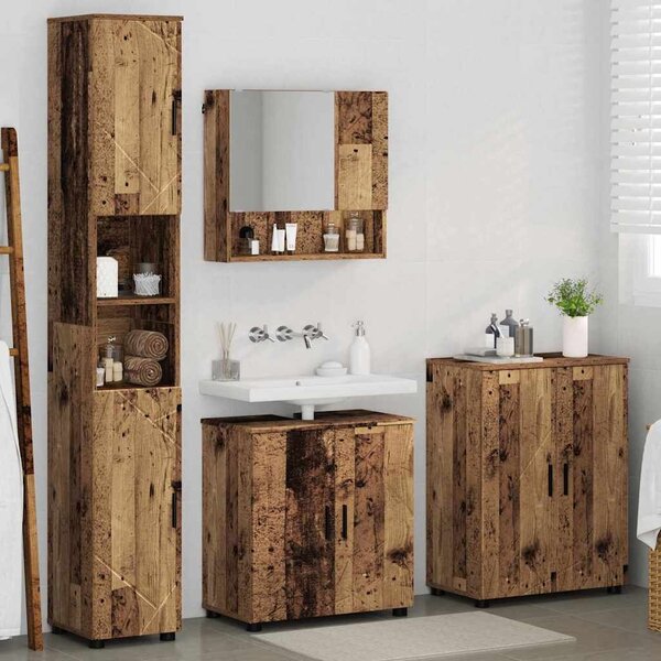 VidaXL Fürdőszoba bútor szett 4 db Öreg fa 61 x 35 x 64 cm