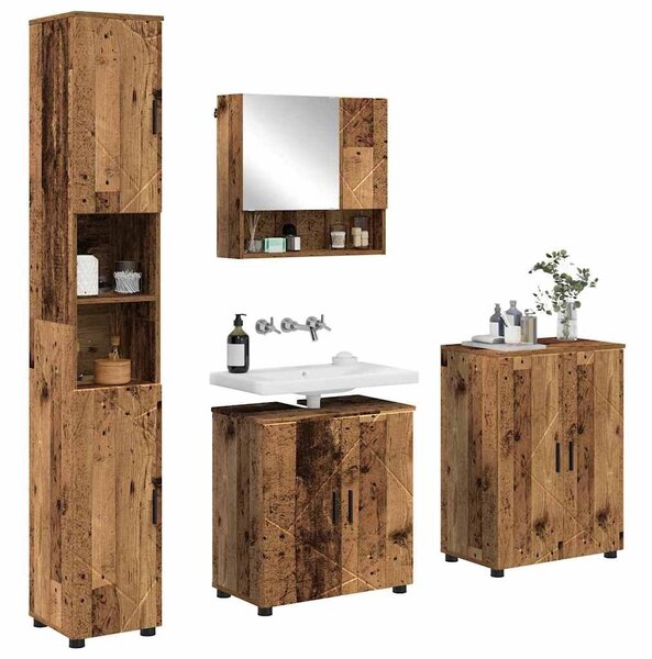 VidaXL Fürdőszoba bútor szett 4 db Öreg fa 61 x 35 x 64 cm