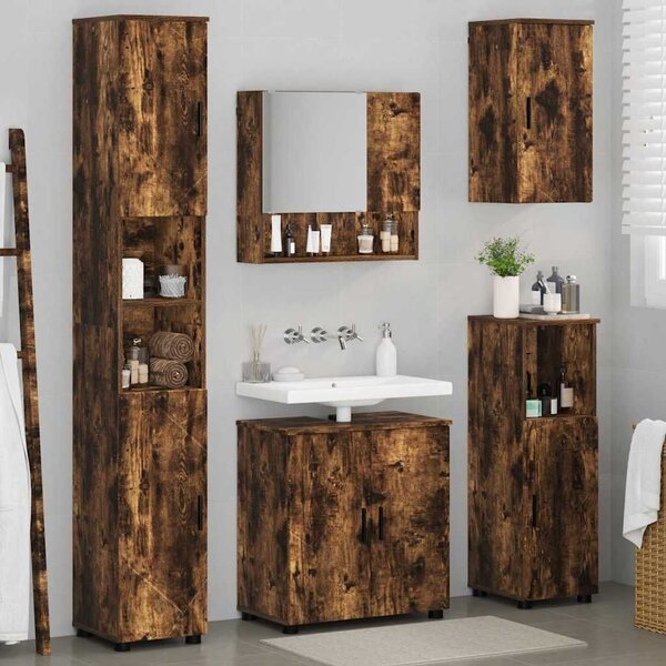 VidaXL Fürdőszoba bútor szett 5 pcs Füstölt tölgy 61 x 35 x 64 cm