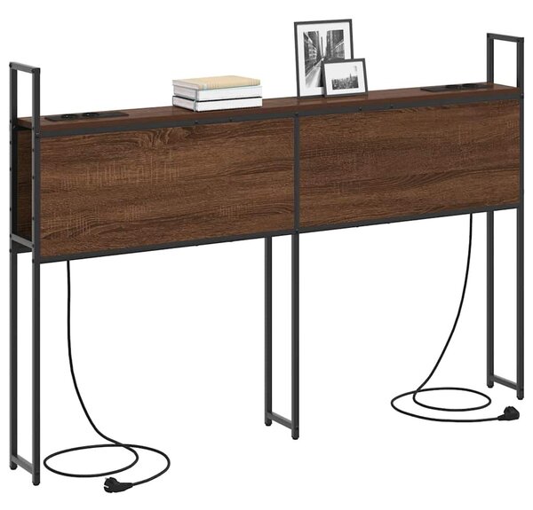 VidaXL Tárolós Fejtámla Töltő Állomással barna tölgy 150 cm Faanyag