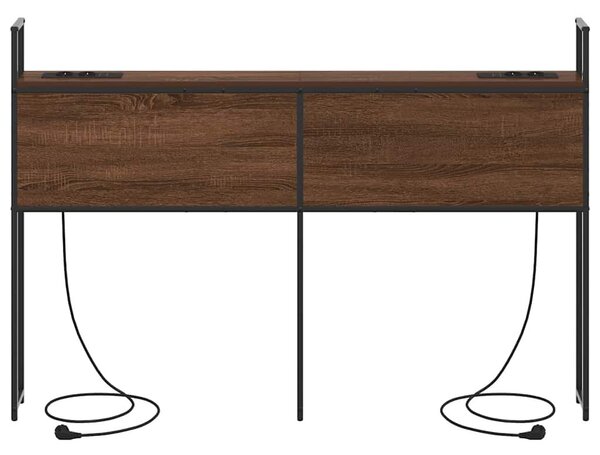 VidaXL Tárolós Fejtámla Töltő Állomással barna tölgy 150 cm Faanyag