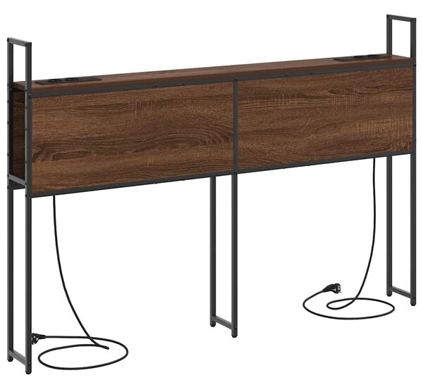 VidaXL Tárolós Fejtámla Töltő Állomással barna tölgy 150 cm Faanyag