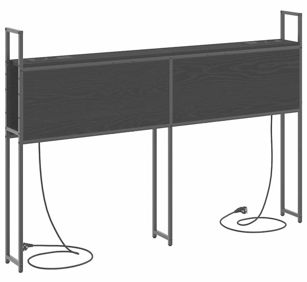 VidaXL Tárolós Fejtámla Töltő Állomással Musta tammi 150 cm Faanyag