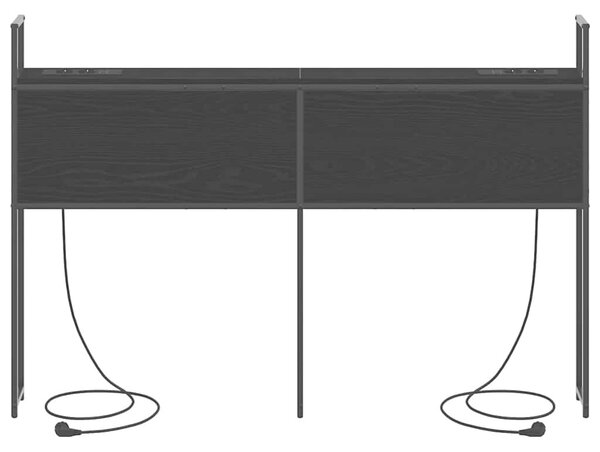 VidaXL Tárolós Fejtámla Töltő Állomással Musta tammi 150 cm Faanyag