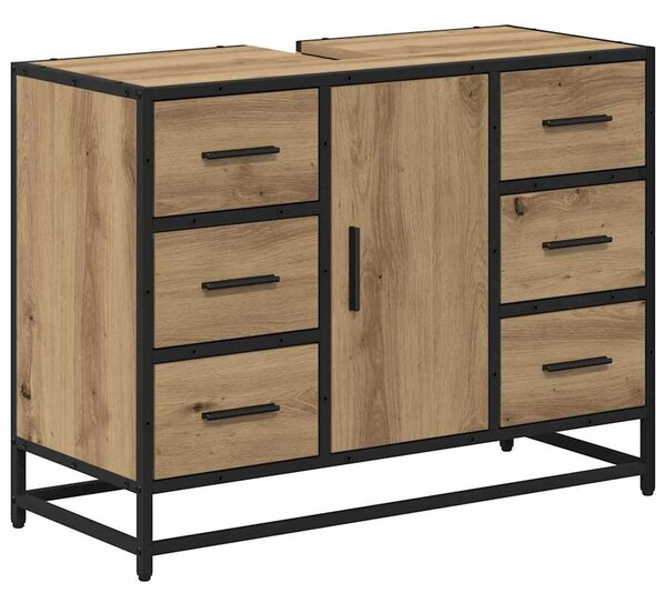VidaXL Fürdőszoba bútor szett fiókkal 2 pcs Artisan tölgy Faanyag