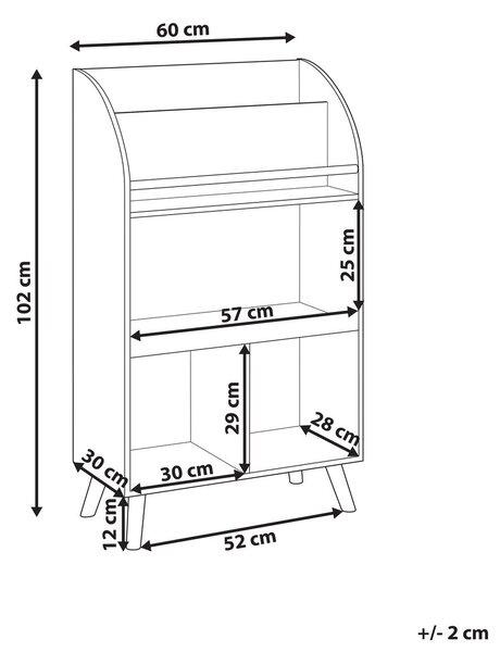 Háromszintes könyvespolc LILOET 102 cm Fehér