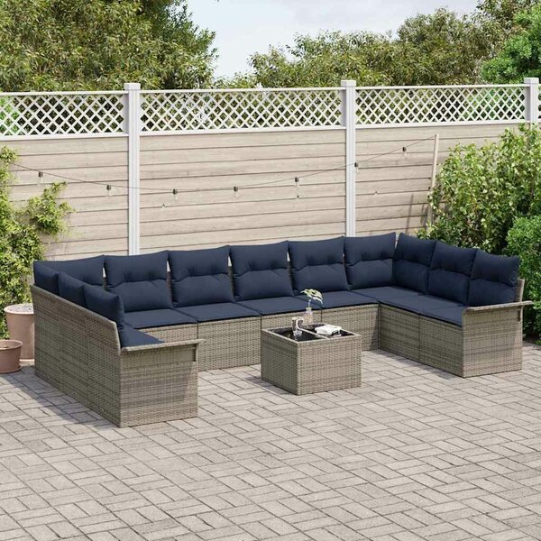 VidaXL Kerti Kanapé Szett tárolóval 11 pcs Szürke polirattan