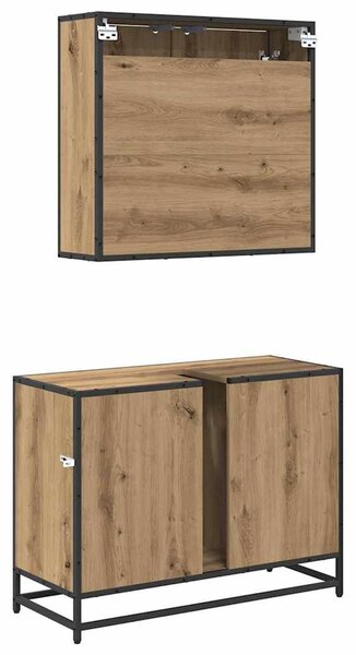 VidaXL Fürdőszoba bútor szett fiókkal 2 pcs Artisan tölgy Faanyag