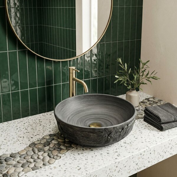 Rea Babilon Silver, pultra szerelhető mosdó 420x420x130 mm, szürke, REA-U5417