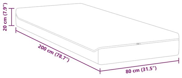 VidaXL Matrac Közepesen puha 80 x 200 cm Fehér és Szürke