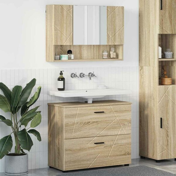 VidaXL Fürdőszoba bútor szett 2 pcs sonoma tölgy 76.5 x 35 x 64 cm