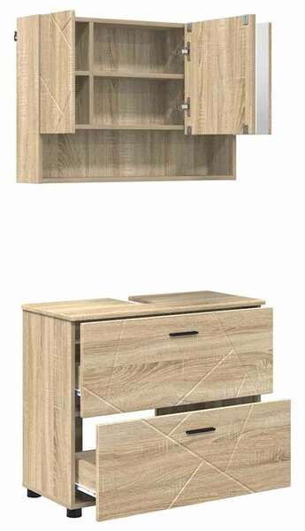 VidaXL Fürdőszoba bútor szett 2 pcs sonoma tölgy 76.5 x 35 x 64 cm