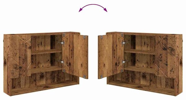 VidaXL Fürdőszoba bútor szett 2 pcs Régi fa 76.5 x 35 x 64 cm Faanyag