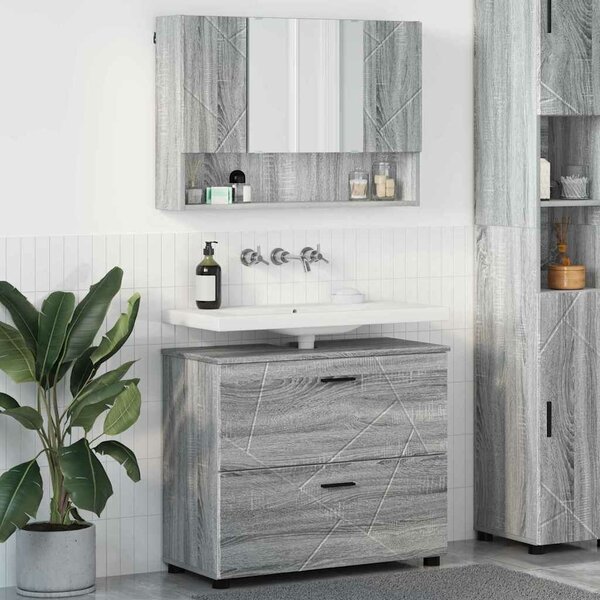 VidaXL Fürdőszoba bútor szett 2 pcs Szürke sonoma 76.5 x 35 x 64 cm