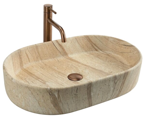 Rea Nadia, pultra szerelhető mosdó 610x385x120 mm, kőutánzat - Sahara, REA-U3526