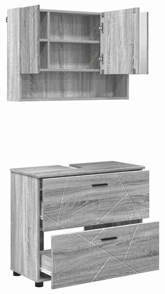 VidaXL Fürdőszoba bútor szett 2 pcs Szürke sonoma 76.5 x 35 x 64 cm