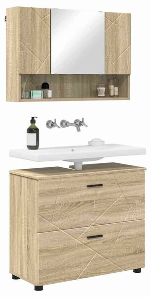 VidaXL Fürdőszoba bútor szett 2 pcs sonoma tölgy 76.5 x 35 x 64 cm