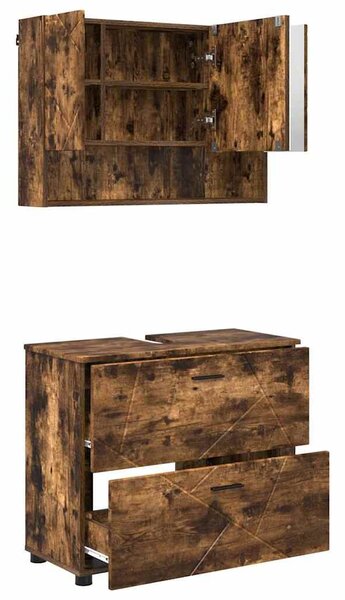 VidaXL Fürdőszoba bútor szett 2 pcs Füstölt tölgy 76.5 x 35 x 64 cm