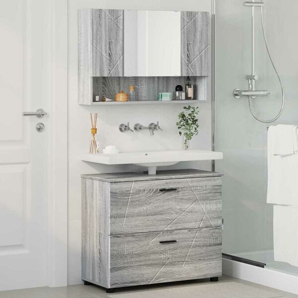 VidaXL Fürdőszoba bútor szett 2 pcs Szürke sonoma 76.5 x 35 x 64 cm