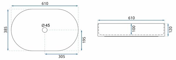 Rea Nadia, pultra szerelhető mosdó 610x385x120 mm, kőutánzat - Sahara, REA-U3526