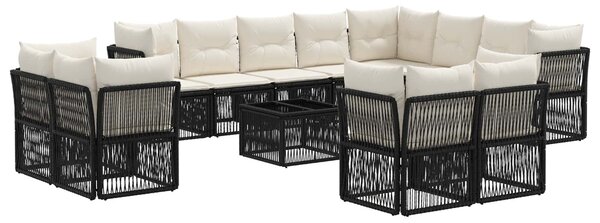 VidaXL Kerti Kanapé Szett 13 pcs Fekete polirattan