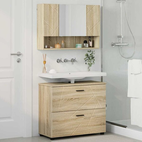 VidaXL Fürdőszoba bútor szett 2 pcs sonoma tölgy 76.5 x 35 x 64 cm