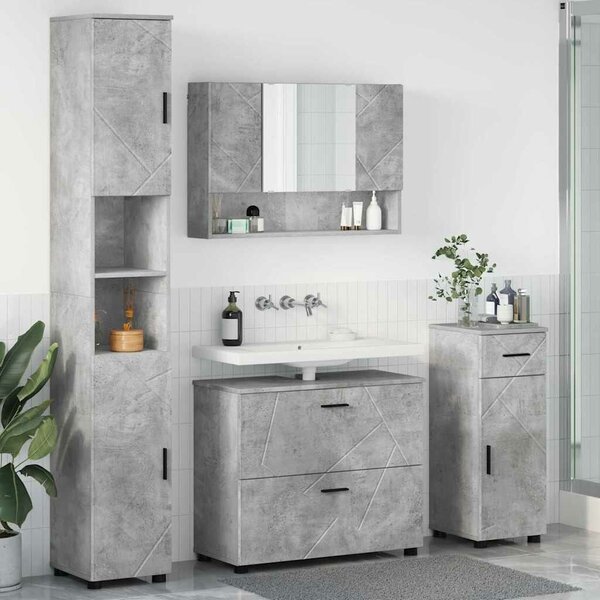 VidaXL Fürdőszoba bútor szett 4 db Beton Szürke 35 x 30 x 192 cm