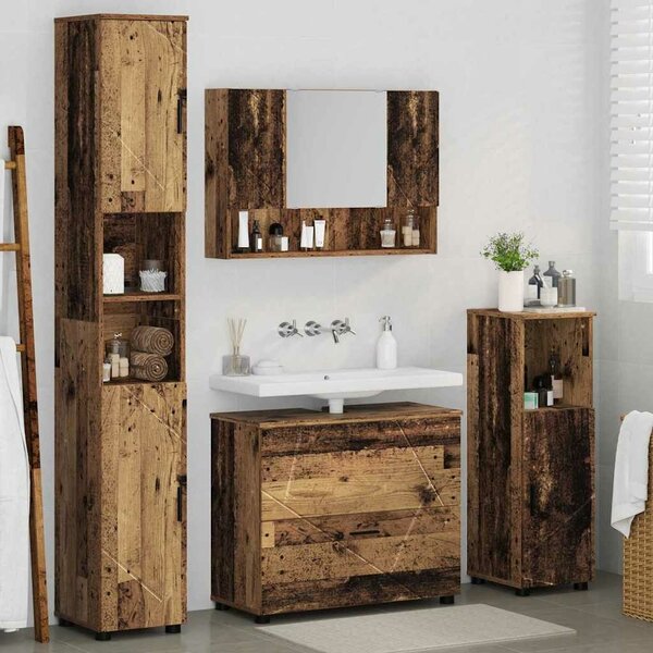 VidaXL Fürdőszoba bútor szett 4 pcs Régi fa 30 x 35 x 192 cm Faanyag