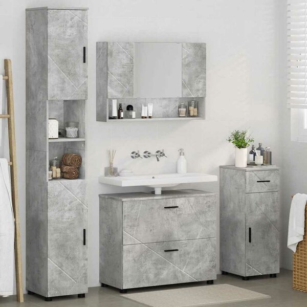 VidaXL Fürdőszoba bútor szett 4 db Beton Szürke 35 x 30 x 192 cm