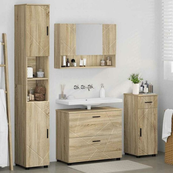 VidaXL Fürdőszoba bútor szett 4 db Sonoma tölgy 35 x 30 x 192 cm