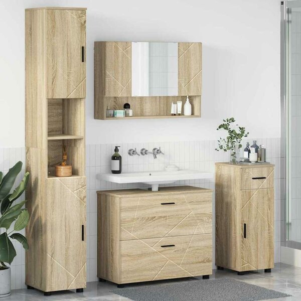 VidaXL Fürdőszoba bútor szett 4 db Sonoma tölgy 35 x 30 x 192 cm