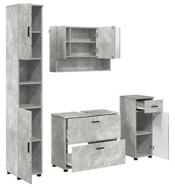 VidaXL Fürdőszoba bútor szett 4 db Beton Szürke 35 x 30 x 192 cm