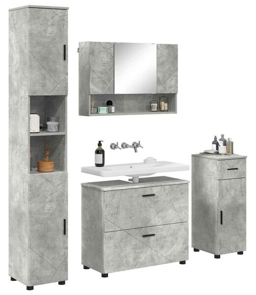 VidaXL Fürdőszoba bútor szett 4 db Beton Szürke 35 x 30 x 192 cm