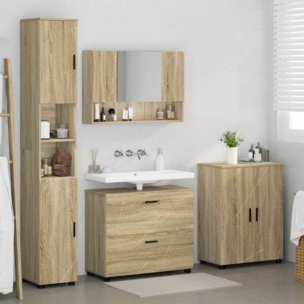 VidaXL Fürdőszoba bútor szett 4 db Sonoma tölgy 35 x 30 x 192 cm