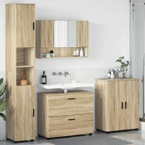 VidaXL Fürdőszoba bútor szett 4 db Sonoma tölgy 35 x 30 x 192 cm