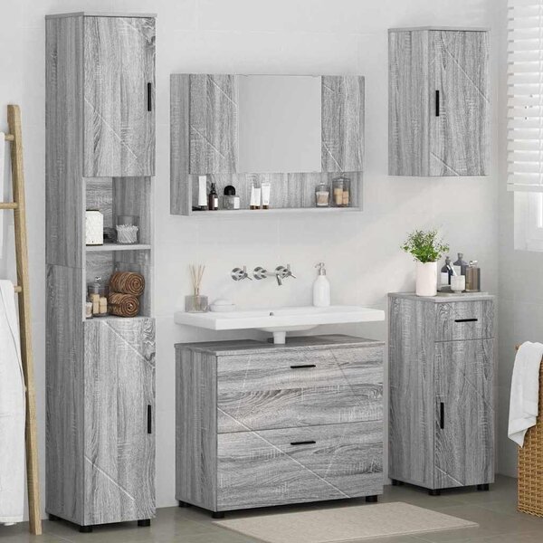 VidaXL Fürdőszoba bútor szett 5 db Szürke Sonoma 35 x 30 x 192 cm
