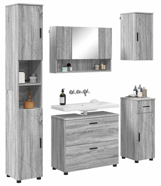 VidaXL Fürdőszoba bútor szett 5 db Szürke Sonoma 35 x 30 x 192 cm